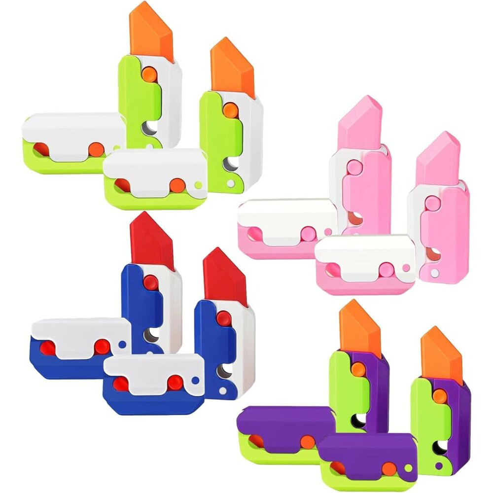 8Pcs 3D Gravity Plastic Toy Switchblade Printing Knife Carrot Knife, Sensory Kni